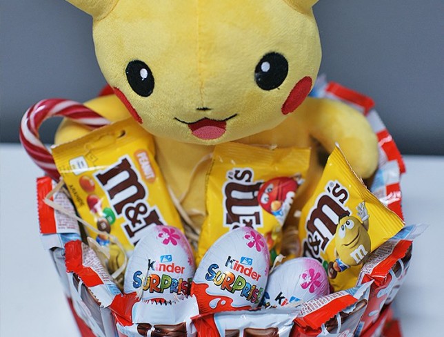 Candy Cake with Yellow Monster Pikachu, Height=24 cm (made to order, 24 hours) photo